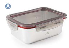 CAIXA INOX C/TAMPA RECT 13X9X5 CM 260 ML