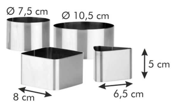 CONJ 4 FORMAS INOX RED 10,5/7,5 CM + QD 10 CM + TRI6 CM