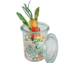 SET 12 FRASCOS VIDRO C/TAMPA DIAM. 6CM ALT. 8CM 165ML