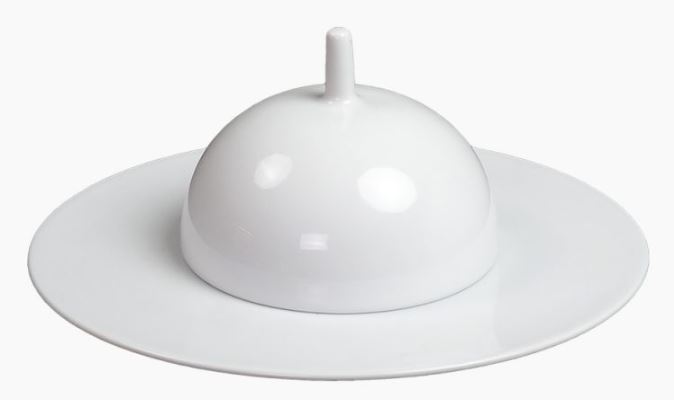 PRATO GOURMET C/ TAMPA PORCELANA BRANCA25 CM