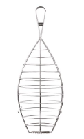 GRELHA INOX DUPLA P/ CHURRASCO P/ PEIXE 42X19 CM