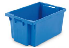 CAIXA PLASTICA AZUL EMPILHAVEL FECHADA 60X40X30 CM 50 L