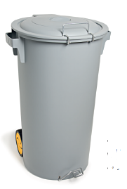 BALDE PLASTICO C/TAMPA E PEDAL CINZA 80 L