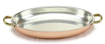 FRIGIDEIRA COBRE OVAL 26X19 CM C/ 2 ASAS C/ INT.ESTA